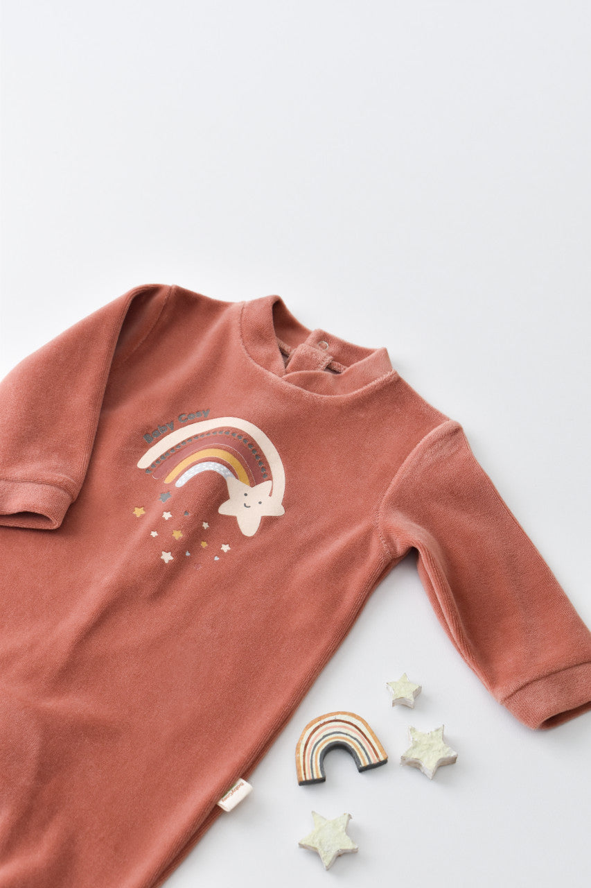 Salopeta Curcubeu cu maneca lunga si botosei din 80%bumbac organic si 20% poliester - , BabyCosy